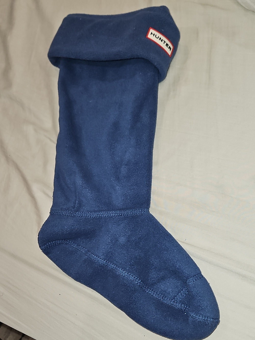 Hunter Blue Fleece Boot Sock with Cuff Logo